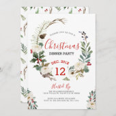 Wit rozen en kerstfeest nodigt u uit kaart (Voorkant / Achterkant)