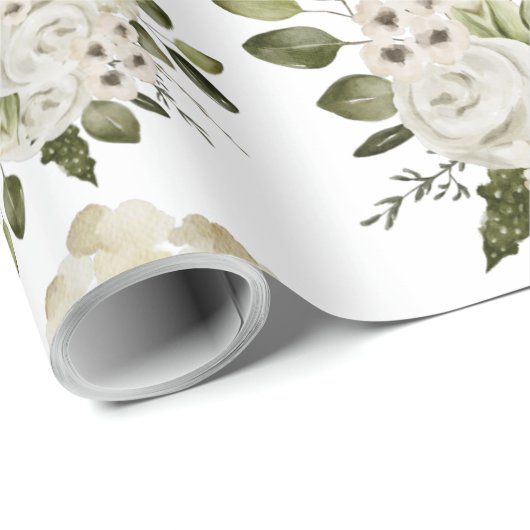 Wit Rozen Inpakpapier (Rol Hoek)