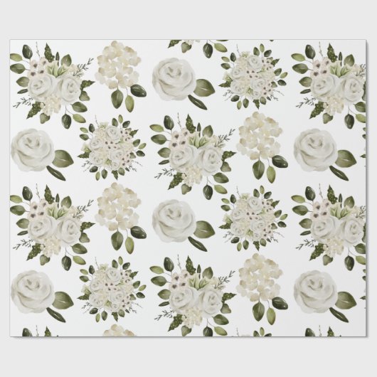 Wit Rozen Inpakpapier (Vlak)