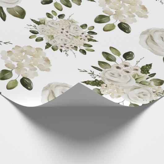 Wit Rozen Inpakpapier (Hoek)