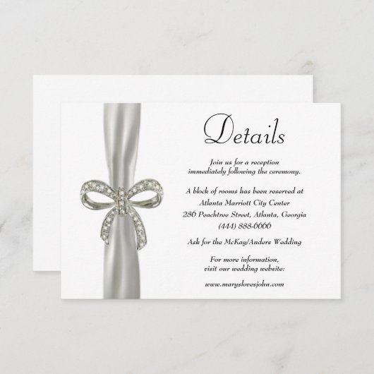 Wit Ruiteb Ruiteb Bodembruiloft - Gegevens Informatiekaartje (Voorkant / Achterkant)