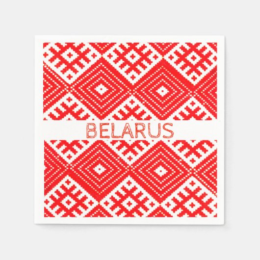 Wit-Rusland Б л р у  Folk Pattern Red Servet (Voorkant)