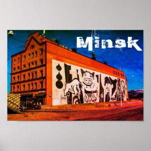 Wit-Rusland Б с Minsk а,у Architectuur Graffiti Poster