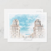 Wit-Rusland Architectuur van de stad Minsk Ansicht Briefkaart (Voorkant / Achterkant)