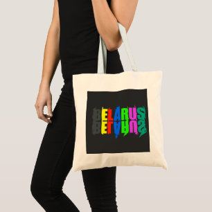 Wit-Rusland Kleurrijke Gelukkige Letters Tote Bag