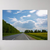 Wit-Rusland Road Canola Fields Flowers Sky Poster (Voorkant)