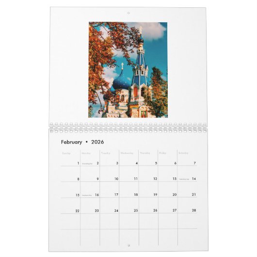 Wit-Russisch architectuurlandschap Natuur kalender (Feb 2026)