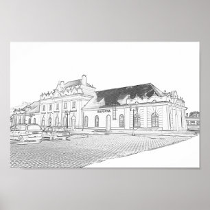 Wit-Russisch Architectuurstation Porechye Parecca  Poster