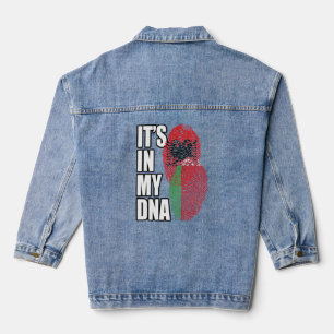 Wit-Russisch en Albanees mix DNA vlag erfgoed Denim Jacket
