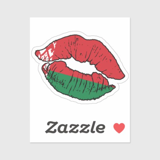 Wit-Russisch lippenstift liefde vlag Sticker (Vel)