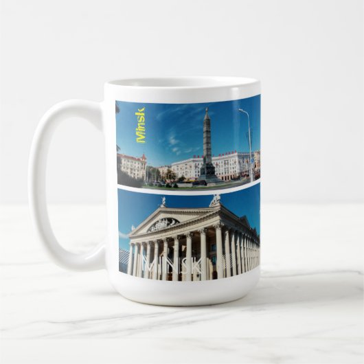 Wit-Russische architectuur Cityscape Collage Koffiemok (Links)