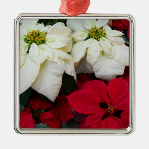 Wit-Russische en Rode Poinsettias II Kerstfeestdag Metalen Ornament