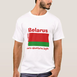 Wit-Russische Vlag + Kaart + Tekst T-shirt