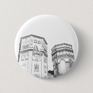 Wit-Russische watertorens in Grodno Ronde Button 5,7 Cm