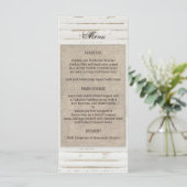 Wit Rustiek Lijst Burlap Wedding Menu (Staand voorkant)