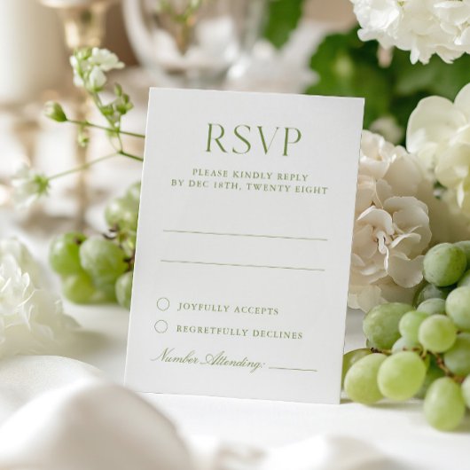 Wit & Sage Green Elegant Wedding RSVP Card