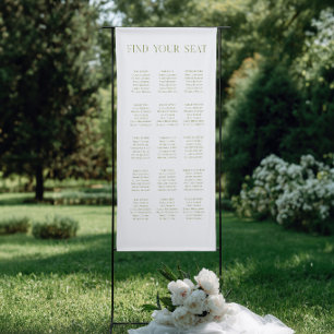 Wit & Saliegroen Trouw Stoelenkaart Vinyl Spandoek