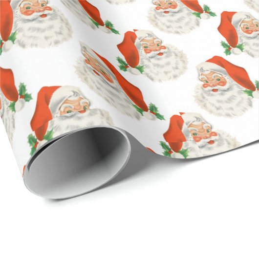 Wit |  Santa Wrapping Paper Cadeaupapier (Rol Hoek)