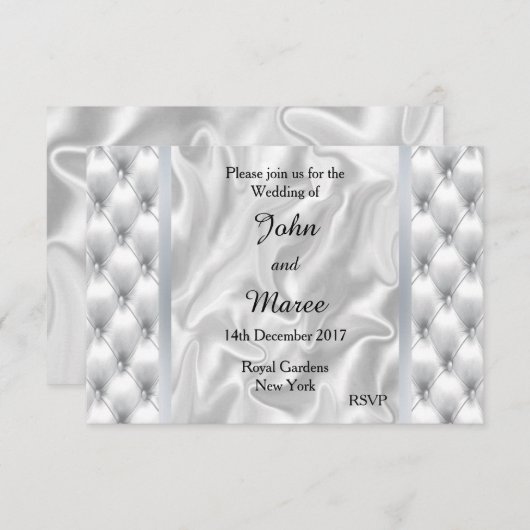 Wit Satijn Quilt bruiloft uitnodiging (Voorkant / Achterkant)