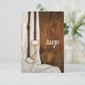 Wit Satin and Horse Bit Country Weddenschap RSVP (Staand voorkant)