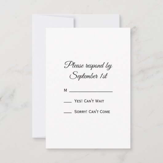 Wit Satin and Horse Bit Country Weddenschap RSVP (Achterkant)