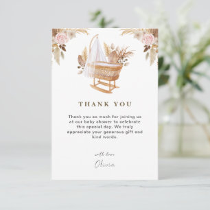 Wit Schattige Waterverf Flower Baby shower Bedankkaart