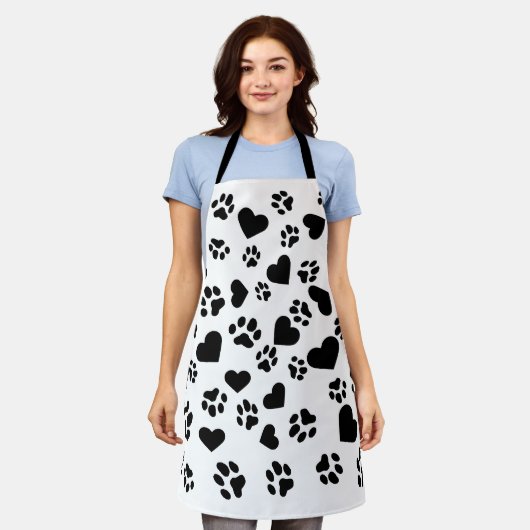 Wit Schort met Hart & Paw Prints Patroon (Gedragen)