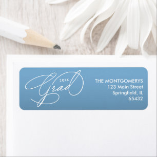 Wit Schrift Afstudeer Poederblauw Retour Etiket