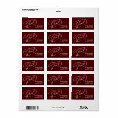 Wit Script Afstudeer Donker Maroon Retouradres Etiket (Full Sheet)