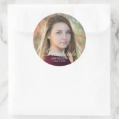 Wit Script Afstudeerfoto op maat Ronde Sticker (Tas)