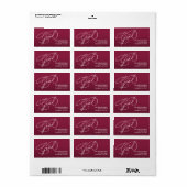 Wit Script Afstuderen Maroon Retouradres Etiket (Full Sheet)