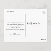 wit script gewoon trouwtrouwaankondiging briefkaart (Achterkant)