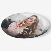 Wit Script Graduation Cap Foto Papieren Bordje (Gekanteld)