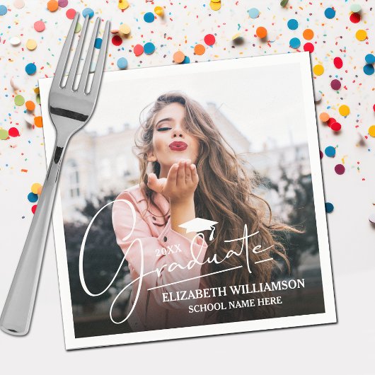 Wit Script Graduation Cap Foto Servet