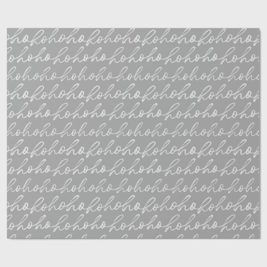 Wit Script Ho Ho Ho Zilver Kerstmis Cadeaupapier (Vlak)