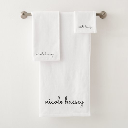 Wit script | Stijlvol Monogram Modern Minimalistis Bad Handdoek (Insitu)