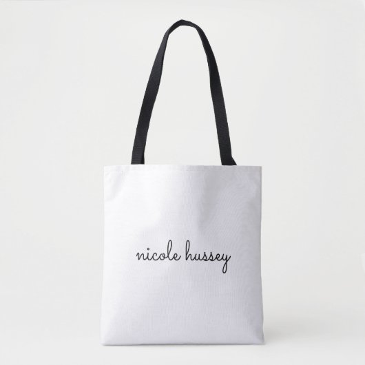 Wit script | Stijlvol Monogram Modern Minimalistis Draagtas (Voorkant)