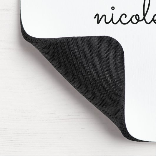 Wit script | Stijlvol Monogram Modern Minimalistis Muismat (Hoek)
