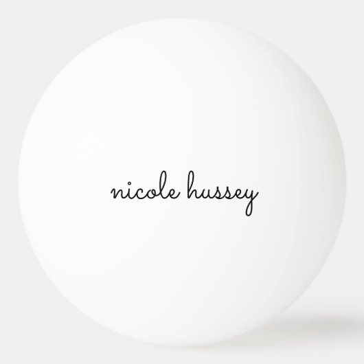 Wit script | Stijlvol Monogram Modern Minimalistis Pingpongballen (Voorkant)