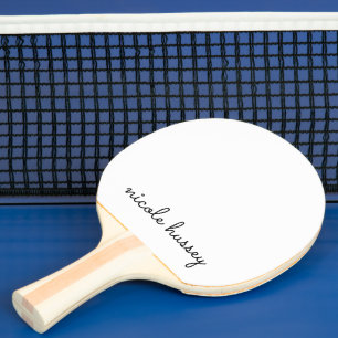 Wit script   Stijlvol Monogram Modern Minimalistis Tafeltennisbatje