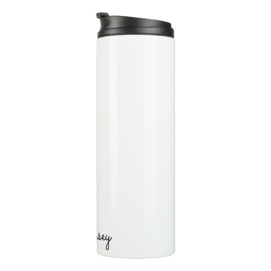 Wit script | Stijlvol Monogram Modern Minimalistis Thermosbeker (Geroteerd rechts)