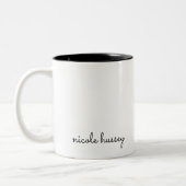 Wit script | Stijlvol Monogram Modern Minimalistis Tweekleurige Koffiemok (Links)