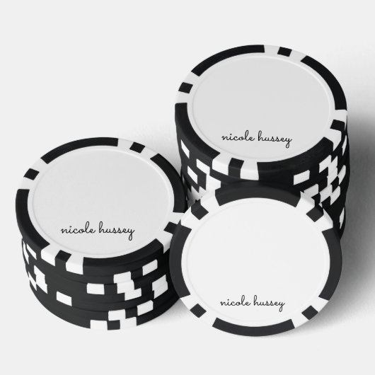 Wit script | Stijlvol Monogram Modern Poker Chips (Opstapeling)