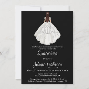 Wit silhouet Quinceañera uitnodiging