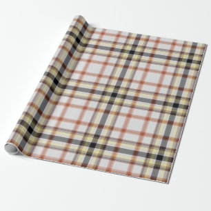 Wit Sinaasappel Geel Zwart Tartan Plaid Cadeaupapier