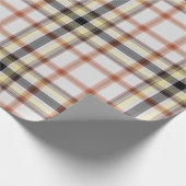 Wit Sinaasappel Geel Zwart Tartan Plaid Cadeaupapier (Hoek)