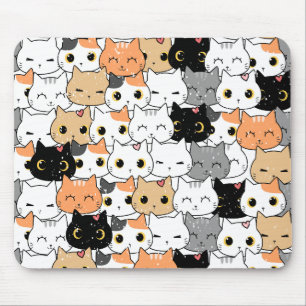 Wit Sinaasappel Leuk kattenpatroon Muismat