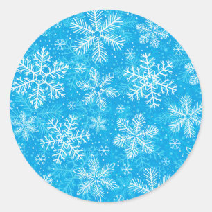 Wit sneeuwvlokkenpatroon ronde sticker