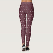 Wit sneeuwvlokpatroon Kerstmis Burgundy Leggings (Achterkant)