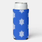 Wit sneeuwvlokpatroon op blauw (Seltzer Achterkant)